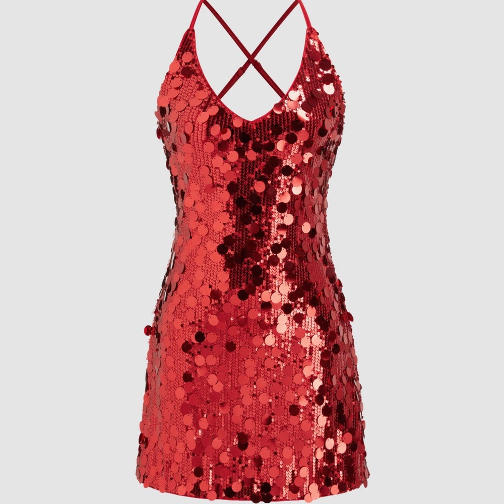Cider Red Sequin Backless Dress